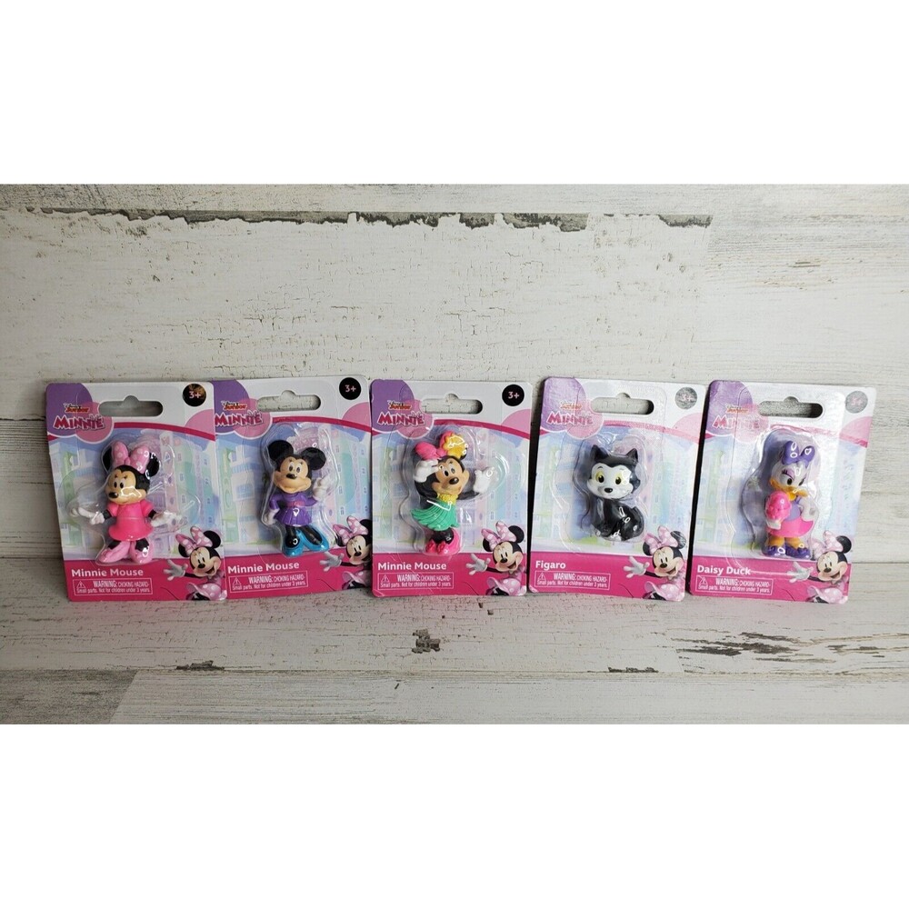 Disney Junior Minnie Mouse Mini Figures Complete Set Of 5 - Cake Toppers